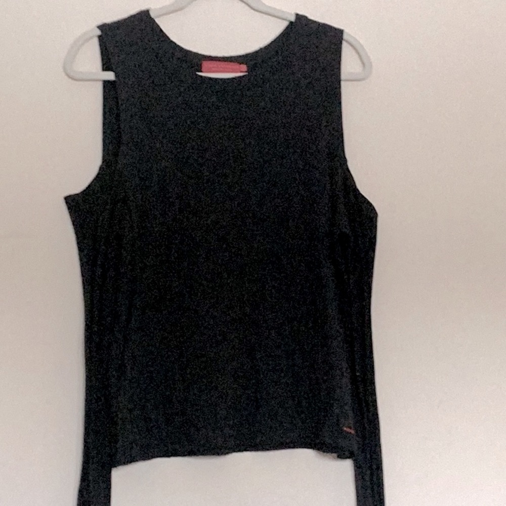 Philanthropy Black L/S sexy open shoulder 100% cotton sweater in size S.